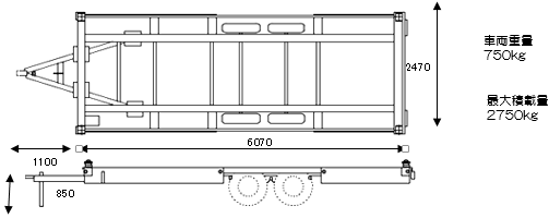 車両重量750kg　最大積載量2750kg